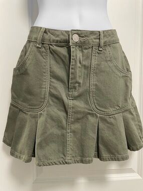 Almost Famous Olive Utility Circle Skirt
